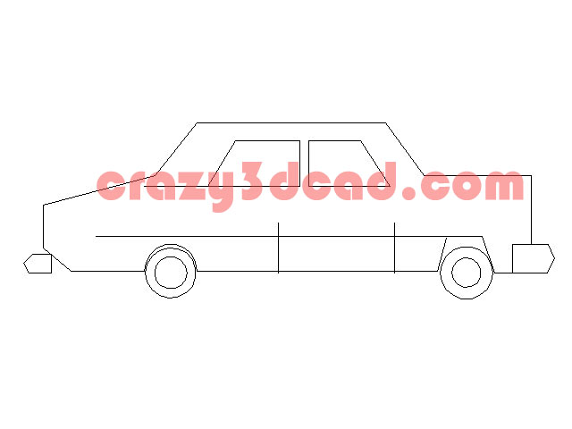 Classical car elevation cad block